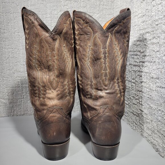 Dan Post Earp Mens Size US 10 Creed Brown Leather Western Pull On Cowboy Boots - Picture 4 of 12